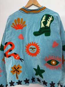 Handmade Suzani Embroidered Cotton <b>Jacket</b> <b>Kantha</b> Stitch Bohemian CoatEmbroidered Velvet <b>Jacket</b> - Product Image 2