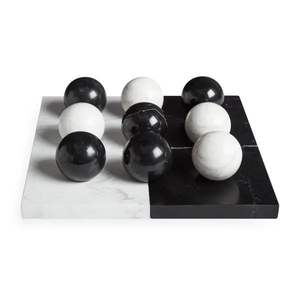 Prisma Designs Luxury Marble Resin Tic-Tac-Toe <b>Game</b> Set Modern Executive Desk Decor Strategy Board <b>Game</b> <b>Wooden</b> Base Carbon - Product Image 3