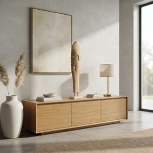 Sculpture ovale Lumintu Baygon en bois de teck sculpté à la main, style moderne, avec double anneau, base de statue, unités décoratives d'appoint pour mariage - Product Image 5