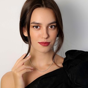 Collar de tenis con circonitas de diseño cuadrado elegante, hecho a mano en Turquía, cadena de eslabones de plata de ley 925, joyería delicada y moderna. - Product Image 2