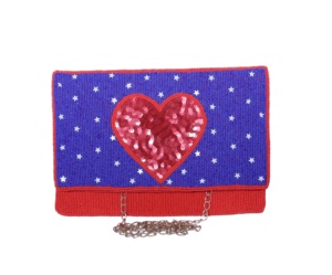กระเป๋าถือขนาดเล็กสุดหรูสำหรับผู้หญิง2025กระเป๋าสะพายข้างแบบมีซิปสายหนังดีไซน์รูปหัวใจสีแดงสีน้ำเงินประดับด้วยลูกปัดสำหรับสุภาพสตรีเด็กผู้หญิง - Product Image 4