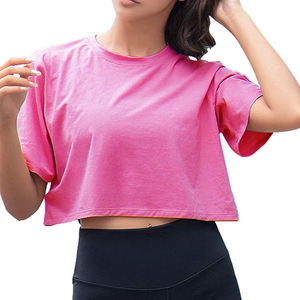 T-shirt oversize en coton de haute qualité pour femmes col rond manches courtes haut court personnalisable Boxy Fit haut court ample pour les femmes - Product Image 6