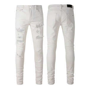 <b>White</b> Dyed Custom Designs Jean <b>Pants</b> New Arrivals <b>Men</b> Jeans Cotton Made Ripped Casual <b>Pants</b> <b>Men</b> Stretch Casual Male Denim - Product Image 1