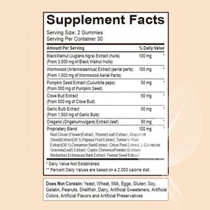OEM/ODM 18-in-1 Gummibärchen mit Wermut, Schwarznuss, Nelken, Knoblauch, Kurkuma und Oregano zur Darmreinigung & Verdauungsförderung - Product Image 6