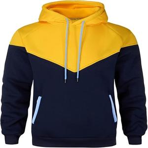Sweat à capuche classique pour homme, poids lourd, avec couleurs contrastées, manches longues, fermeture à cordon - Product Image 5