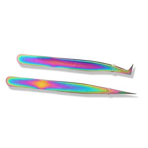 Ensemble de pinces à extensions de cils de couleur arc-en-ciel, en acier inoxydable, outils de salon pour cils, faciles à manipuler, cils fins, OEM, étiquette privée - Product Image 5