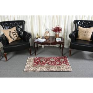 พรมขนสัตว์ตุรกีวินเทจสีแดงสีเบจ2 x 3.6ft สไตล์คลาสสิกพื้นที่ขนาดใหญ่สี่เหลี่ยมผืนผ้าการเย็บปะติดปะต่อกันออกแบบน้ำยาง10มม. สำหรับห้องโถง - Product Image 3