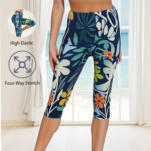 Custom Printed Quick Dry Women High Waist <b>Capri</b> <b>Leggings</b> Casual Style Factory Made with Breathable Trending Products - Product Image 5