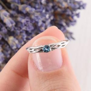 925 argent massif classique bague bijoux pour femmes 925 argent Sterling bleu topaze pierre précieuse Boho Style fait à la main bague cadeau pour maman - Product Image 3