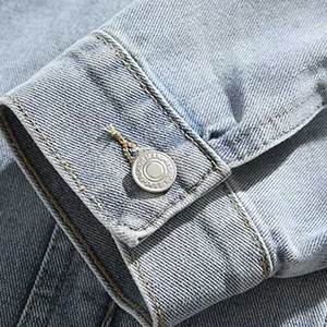 Veste en jean d'hiver personnalisable avec logo embelli-Taille XL Veste en jean délavé déchiré de haute qualité - Product Image 6