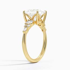 Bagues de fiançailles en diamant taille princesse, style Art Déco vintage, or jaune 14 carats, bagues de mariée tendance cette saison - Product Image 2