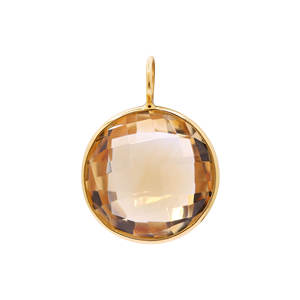 Exquisite Round Shape Natural <b>Citrine</b> Gemstone <b>Pendant</b> 9k Yellow Gold Handcrafted Jewelry Gift for Her - Product Image 1