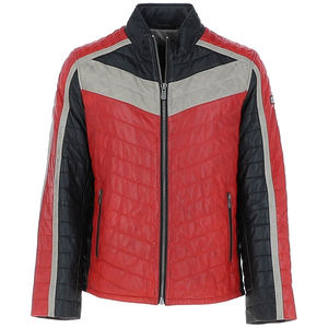 Chaqueta de cuero auténtico ajustada a la moda de invierno para hombre 2025, gamuza granate de alta calidad con logotipo frontal diseñado para hombres - Product Image 5