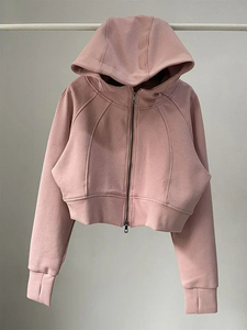 Custom Design Women Full <b>Zip</b> Cropped <b>Hoodies</b> High Neck Athletic Running Sportswear Fleece Outerwear Women <b>Crop</b> Top <b>Hoodies</b> - Product Image 4