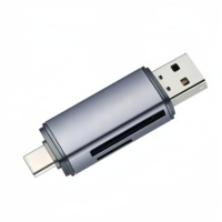 Lecteur de cartes SD TF USB-C en alliage d'aluminium, double emplacement, adaptateur de mémoire portable pour transfert de photos sur ordinateur portable, tablette, téléphone
