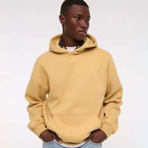 Sudadera corta con capucha para hombre, de gran tamaño, con hombros caídos, transpirable, de secado rápido, ropa de gimnasio, térmica lisa en blanco para lavado de invierno - Product Image 1