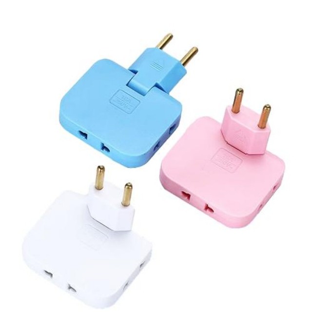 Popular Sell European Travel Plug Adapter Dual Sockets Splitter Compact Rotatable EU Power DC Port 15W Output Laptop Earphone