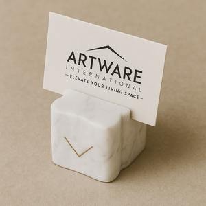 Porte-cartes cube en marbre vert présentoir de nom en pierre naturelle organisateur de bureau moderne décor de bureau élégant pour réception d'affaires - Product Image 3