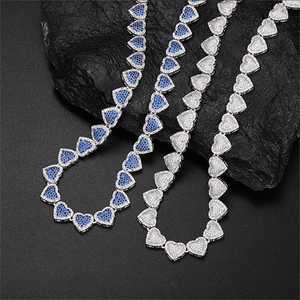 Bijoux de corps de luxe, collier unique en forme de cœur, saphir bleu, zircone cubique blanche, diamants moissanite, pour mariage ou cadeau - Product Image 2