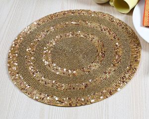 Three Sequence Circle <b>Beaded</b> <b>Placemat</b> for Dining Table Wedding Reception New Year Parties-Elegant Design for Mats & Pads - Product Image 4