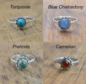 Bague en argent massif 925 plaqué or rose, sertie de pierres naturelles fantaisie, pour femme, tendance, fiançailles, mariage, cadeau - Product Image 3