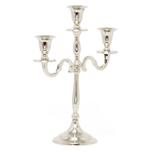 Shiny Silver Finished Metal 3 Arm <b>Candelabra</b> Candle Stand Tabletop Decorate Candle Holder Wedding and Parties Event Table Decors - Product Image 1