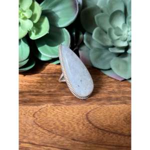 Reda Galvan Men's Gemstone <b>Ring</b> <b>Moon</b> Stone Vermeil Plated Sterling Silver Geometric Size 9.25 Everyday Wear Platinum Pearl - Product Image 3
