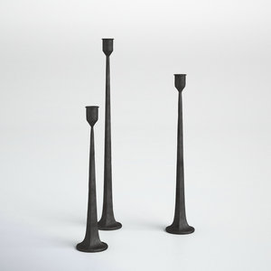 Luxueux bougeoir en fonte dorée vintage 3 pièces et en métal noir pour la maison et la création d'un présentoir de bougies sophistiqué - Product Image 1