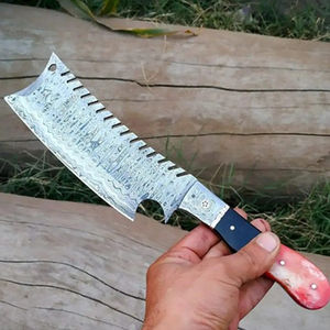 Cuchillo de Cocina Burraq DIY OEM Hecho a Mano de Acero de Damasco, Cuchillo Multifuncional con Patrón Trenzado, Funda de Cuero, 10 Pulgadas, para Uso en la Cocina - Product Image 2