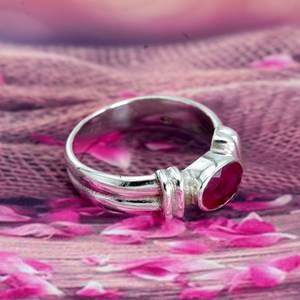 Anillo de Plata de Ley 925 con Rubí Natural, Gema Facetada Hecha a Mano, Joyería Fina, Regalo para Ella R0060-GS - Product Image 3