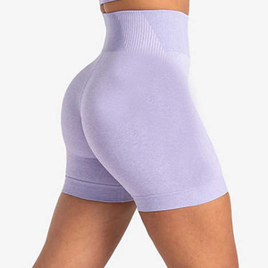 <b>Women's</b> High-Waist Elastic Ribbed Biker Shorts Soft Comfortable Sport <b>leggings</b>, Seamless, High Waist - Product Image 4