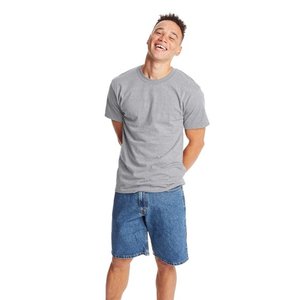 100% algodón. Camisa básica de cuello redondo de color sólido para hombre, camiseta informal de manga corta transpirable que absorbe la humedad. - Product Image 5