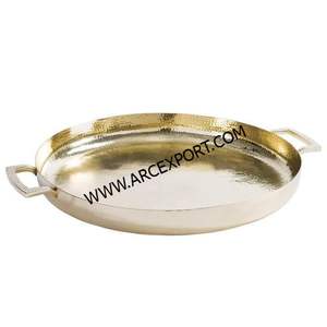 ถาดอาหารโลหะชุบสังกะสีทรงกลมพร้อมที่จับเชือกถาดตกแต่งบนโต๊ะอาหารถาดเสิร์ฟอาหาร - Product Image 6