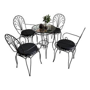 Ensemble de table et 4 chaises d'extérieur CBCF218, style traditionnel-moderne, en aluminium moulé avec motif en fer forgé, ensemble de jardin durable - Product Image 1