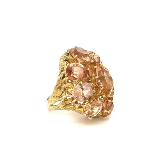 Bague en plaqué or 18 carats vintage Bague en diamant tourmaline en forme de poire pour femme Pierre précieuse jaune pour mariage - Product Image 1