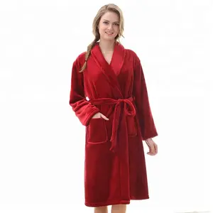批发定制新款红色时尚休闲奢华和服睡衣浴袍男女长袍睡衣