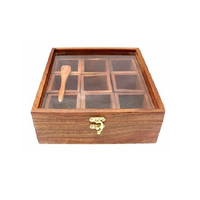 Boîte à épices en bois artisanale indienne PSI, écologique, de forme ovale, décoration d'intérieur, nouveau design, rangement de cuisine naturel, acacia, meilleure qualité