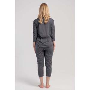 KADIN P.SUPREM O YAKA 3/4KOL CEPLI 7/8 BOY PIJAMA TAKIM - สีเทา - สีเทา - Product Image 5