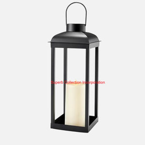 Elegante farol de metal negro con paneles de vidrio transparente para decoración del hogar, bodas y eventos, portavelas de estilo Vintage para interiores - Product Image 3