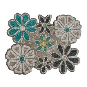 Manteles individuales de lino con cuentas bordadas personalizados, tapete de configuración de mesa hecho a mano, Exportación a granel directa de fábrica al por mayor para uso doméstico - Product Image 1