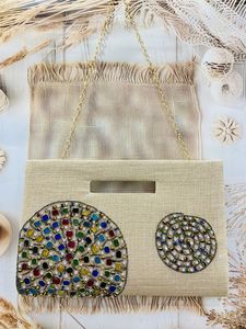 กระเป๋าคลัทช์ทำด้วยมือดีไซเนอร์พร้อมหินคริสตัลหรูหราปักลูกปัดสำหรับเจ้าสาวในตอนเย็นและงานพิเศษ - Product Image 2