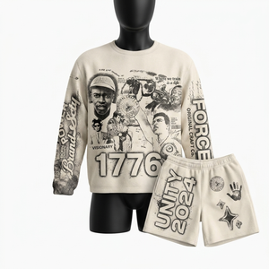 Women <b>Peach</b> Fleece Sweatshirt Short Set GSM Cotton Polyester Puff Print CustomLogo Loungewear Sweatshirt and Short Set for Women - Product Image 6