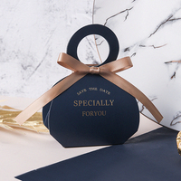 Bonbons chocolat recycler petit design personnalisé luxe imprimé logo artisanat mariage papier boîte cadeau emballage avec poignée rubans