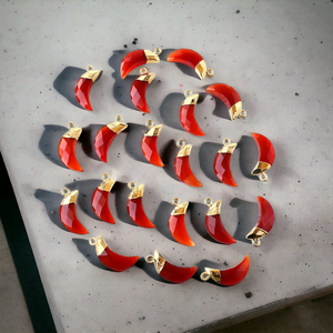 Plata de Ley 925 facetada cornalina media luna piedras preciosas DIY joyería oro Vermeil galvanizado colgantes finos y dijes al por mayor - Product Image 3