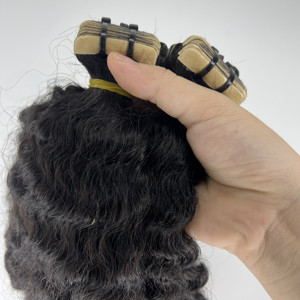 Extensión de trama de tejido de 18 pulgadas brasileño de cutícula completa de tendencia superior cinta de rizo birmano negra Ins paquetes de doble dibujado de Qhair - Product Image 6