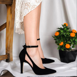 รองเท้าส้นเข็มสไตล์คลาสสิกสำหรับผู้หญิง หัวแหลม ประดับคริสตัล สูง 9 ซม. สำหรับไซส์ 36-40 ผลิตในตุรกี - Product Image 1