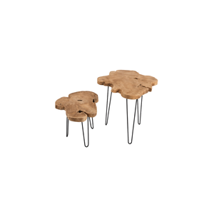 ARTERRA Premium Teak Slice Side <b>Table</b> Modern Nesting <b>Coffee</b> <b>Table</b> Luxury Wood Accent <b>Table</b> with Hairpin <b>Legs</b> - Product Image 1