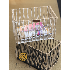 ATICUE Durable Handwoven Jute Rope and Metal Frame Basket 13x8x8 Multipurpose Storage for Home Kitchen <b>Gift</b> <b>Hampers</b> - Product Image 4