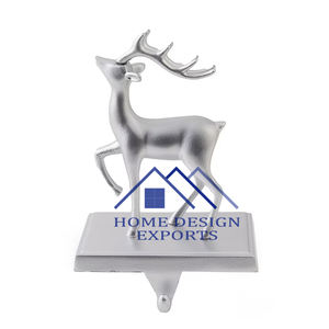 2025 Christmas <b>Stocking</b> <b>Holder</b> Home Utility <b>Holder</b> Silver Antique Deer Standing Sculpture - Product Image 2