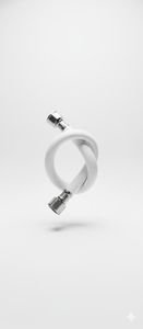 Tuyau de douche flexible en PVC 1/2 pouce, design minimaliste, blanc, garantie 3 ans - Product Image 1